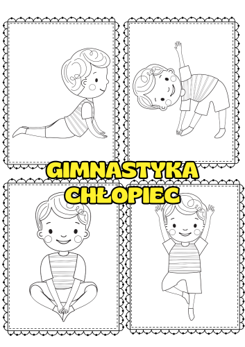 Chłopiec  - Gimnastyka / Karty Ruchowe   Czarno-Białe