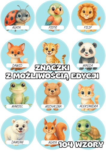 1. A. Znaczki do Szatni /  na Szafki - z możliwością edycji imion