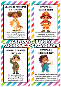 Zawody - Karty Ruchowe + Zagadki 