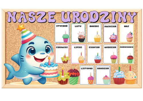 Urodziny-  Rekiny- Grupowy Kalendarz  z możliwością edycji   