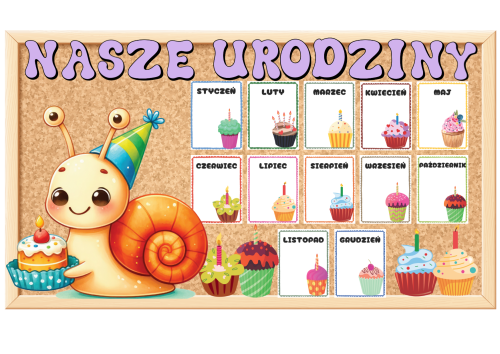 Urodziny-  Ślimaki - Grupowy Kalendarz  z możliwością edycji    