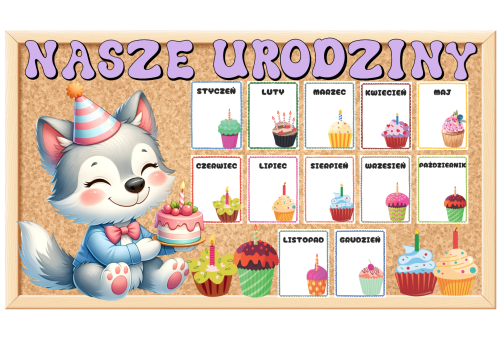 Urodziny-  Wilki- Grupowy Kalendarz  z możliwością edycji  