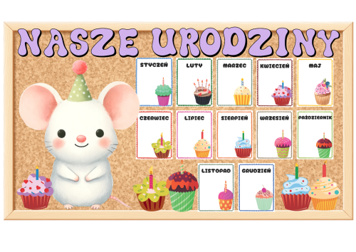 Urodziny-  Myszki - Grupowy Kalendarz  z możliwością edycji  