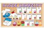 Urodziny-  Smerfy- Grupowy Kalendarz  z możliwością edycji   