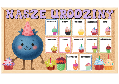Urodziny-  Jagódki- Grupowy Kalendarz  z możliwością edycji    