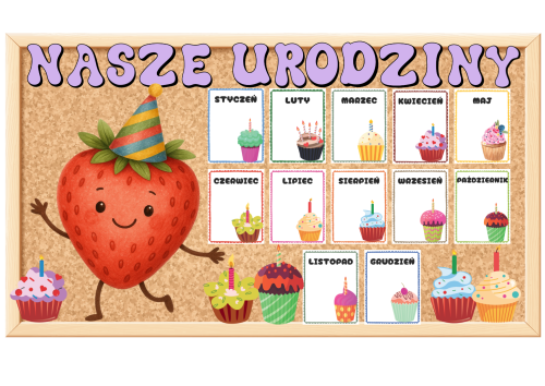 Urodziny-  Truskawki- Grupowy Kalendarz  z możliwością edycji   