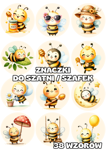 Pszczółki - Znaczki do szatni/ na szafki - BRAK MOŻLIWOŚCI EDYCJI