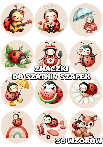 Biedronki - Znaczki do szatni/ na szafki - BRAK MOŻLIWOŚCI EDYCJI 