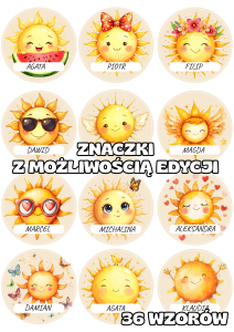 Słoneczka - Znaczki do szatni/ na szafki z możliwością edycji  