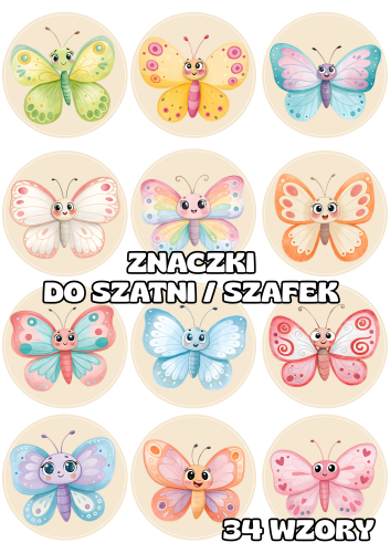 Motylki - Znaczki do szatni/ na szafki - BRAK MOŻLIWOŚCI EDYCJI  