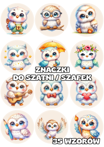 Sowy - Znaczki do szatni/ na szafki - BRAK MOŻLIWOŚCI EDYCJI 