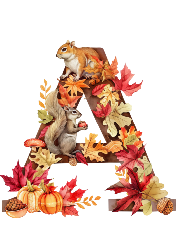 Jesienny Alfabet / Girlanda - Cały alfabet z polskimi znakami 